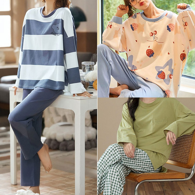 가을파자마 긴팔세트잠옷 여성파자마 긴팔 상하세트 홈웨어 사계절 잠옷