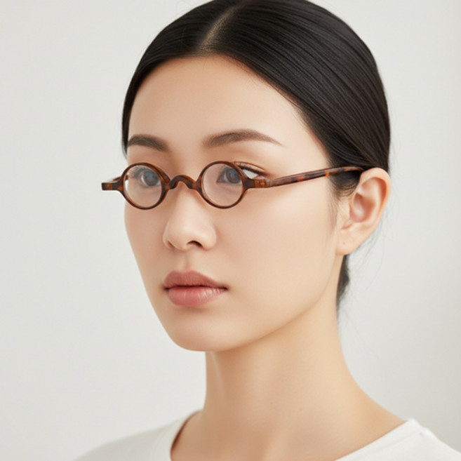 남녀공용 가벼운 초경량 돋보기용 알작은 소형 뿔테 김구 원형 안경테 F681