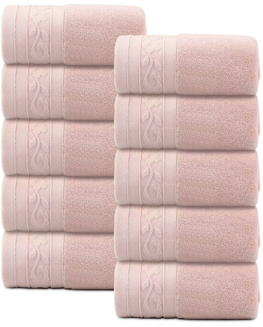 록신 프리미엄 데일리 순면 코마사 수건 40수 부드러운 호텔타월 10장세트 호텔 수건, 베이비핑크, 10개