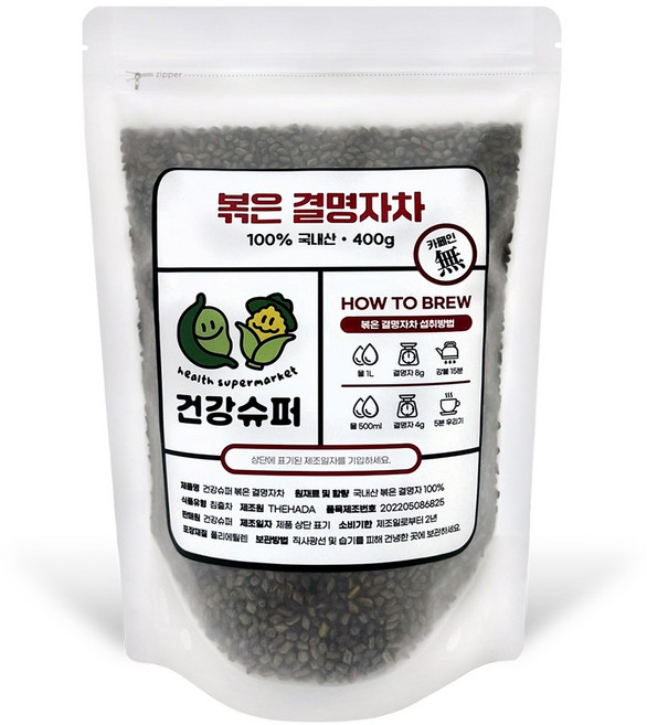 건강슈퍼 국산 볶은 결명자차, 6개, 1개입, 400g