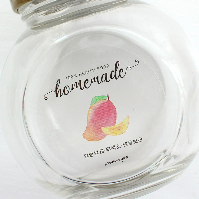 투명 망고 수제청 스티커 과일청 수제잼 수제식초 과일 스티커 주문제작, 100매, 방수투명스티커