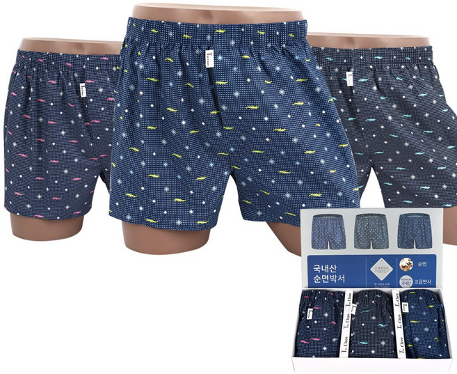 The Cleeo 국내생산 사각 트렁크 3매입 남성 팬티 남자 속옷 DMT0008
