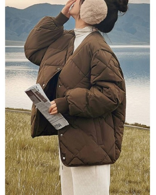 G126315_3컬러 노카라 누빔 패딩 점퍼