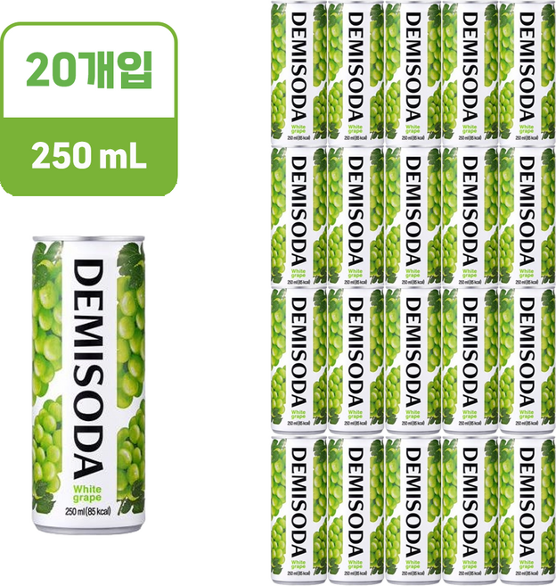 데미소다 청포도 250ml, 20개