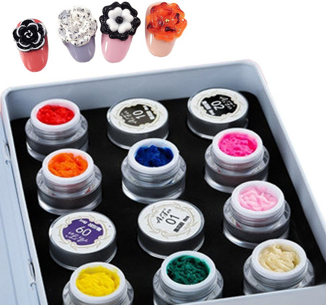 네일아트 쪼물쪼물 나만의 DIY 파츠 3D 엠보젤 12색, 3D 엠보젤 - 12, 1개