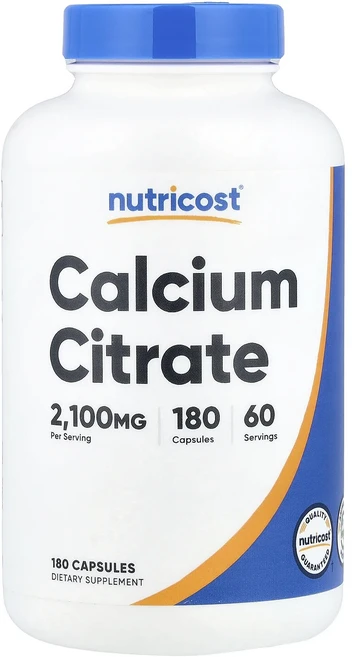 Nutricost 구연산 칼슘 캡슐 180정(캡슐 1정당 700mg), Nutricost구연산칼슘캡슐180정캡슐1정당700mg, 1개 - 쿠팡