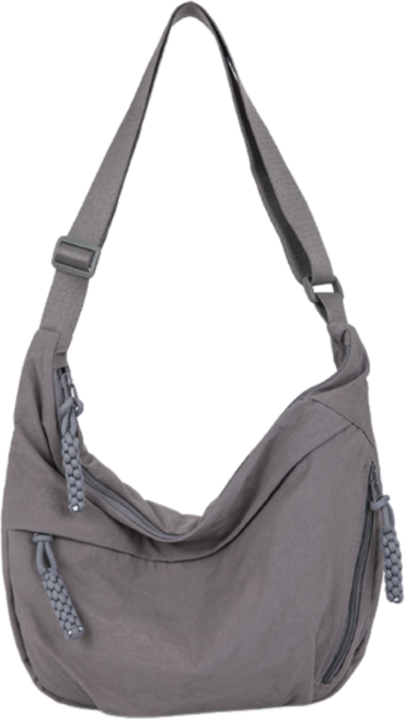 【LAVIDA嚴選】日系輕量牛角包 韓版斜背包 餃子包 側背包 肩背包 弧形半月包, 02.灰色