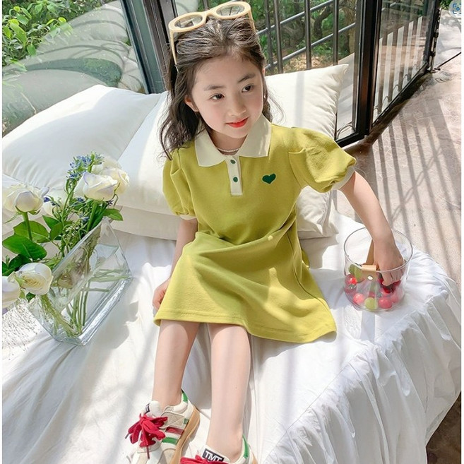 아동 여름 귀요미 하트 카라 반팔 원피스 바캉스룩 100~140