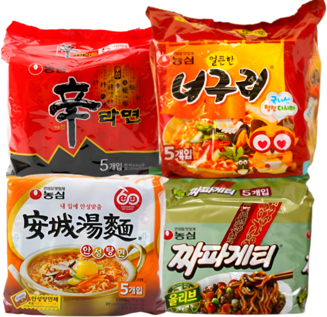 신라면 5입+안성탕면 5입+너구리 5입+짜파게티 5입, 20개