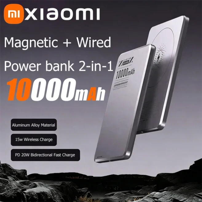 샤오미 초슬림 휴대용 충전기 5000mAh 파워 뱅크 마그네틱 무선 Q2 프로토콜 초고속 아이폰용, 07 Purple 10000mAh