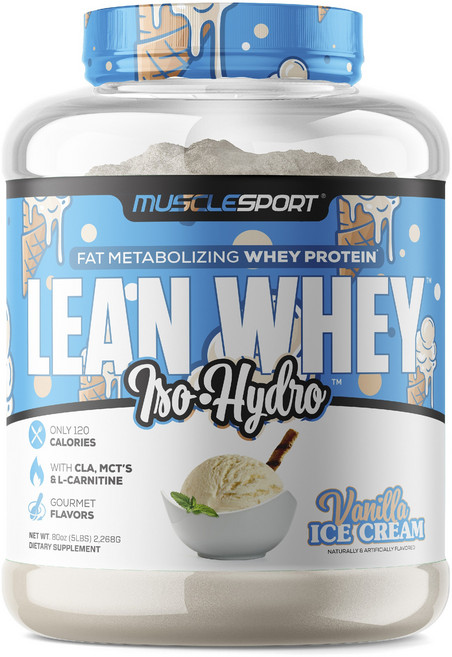 MUSCLESPORT Lean Whey 分離乳清香草冰淇淋, 1個, 2.268kg