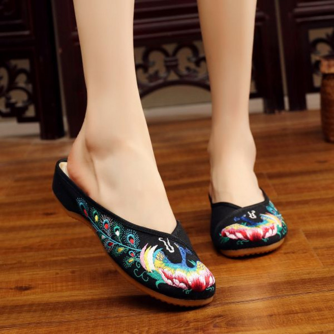 꽃 신발 혼례 폐백 전통 꽃신 선물 할머니 여성 한복 샌들 블로퍼 슬리퍼 조선시대 양반