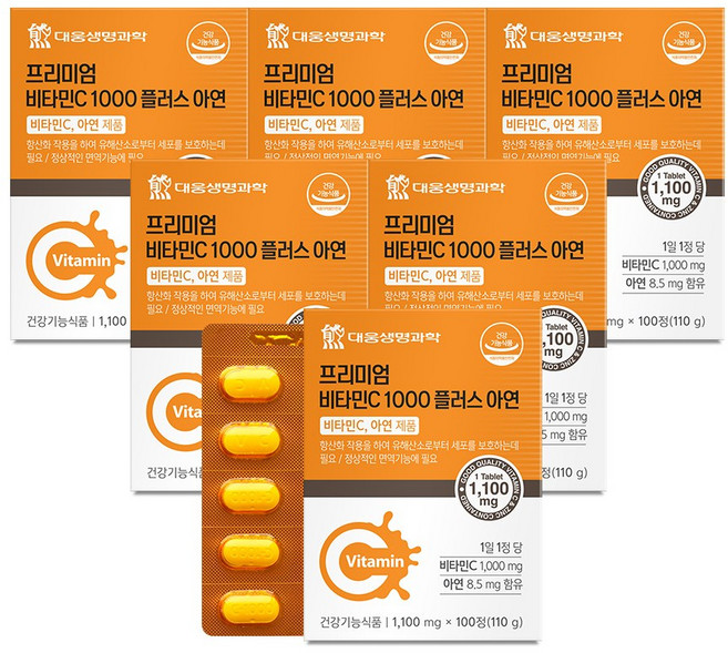 대웅생명과학 면역 비타민C 1000 플러스 아연, 100정, 6박스