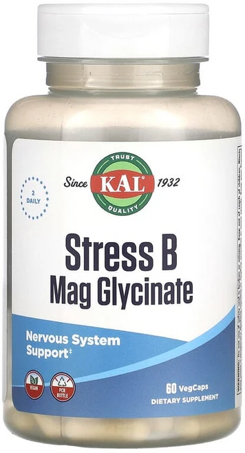 칼 비타민B 컴플렉스 마그네슘 글리시네이트 Stress B Mag Glycinate 60정, KAL, 스트레스 B 마그네슘 글리시네이트, 베지 캡슐, 1 - 쿠팡