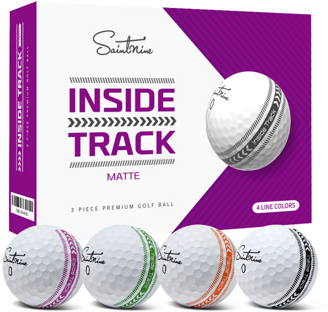 세인트나인 인사이드 트랙 매트 3피스 골프공 1다즌 12알, 화이트 4컬러라인, 1개, 12개입