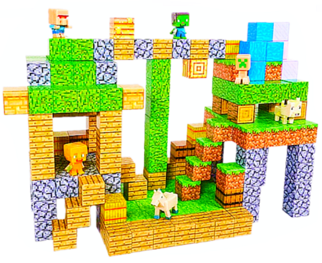 마인크래프트 블럭 자석블록 퍼즐 장난감 유아교구 자석놀이 세트 어린이 창의력 생일선물 오늘출발, 1세트, 협곡의산장 216 PCS (랜덤 피규어 6개 증정)