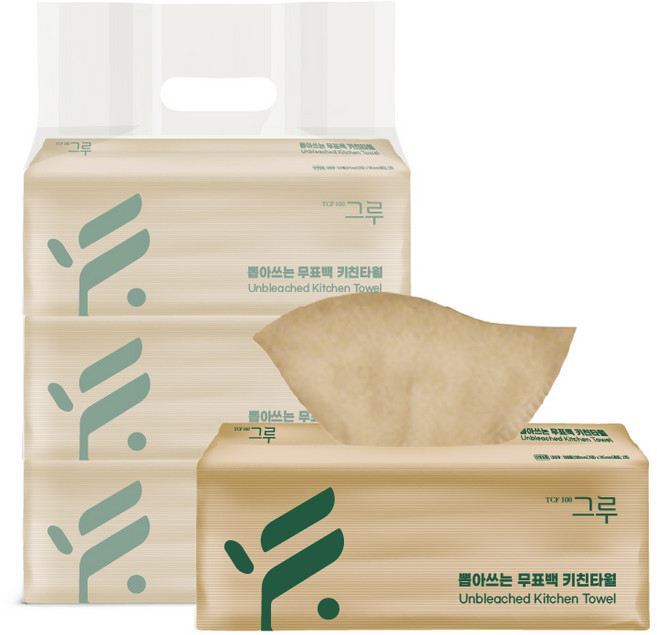 그루 뽑아쓰는 천연펄프 키친타월, 100개입, 6개