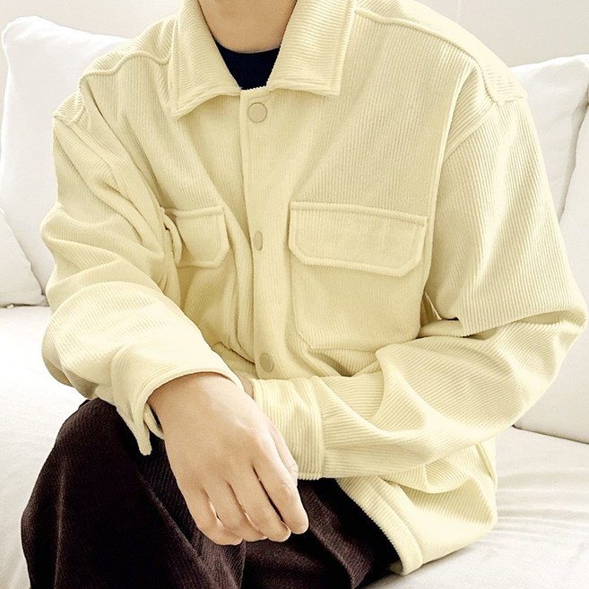 세븐퍼센트 남녀공용 포근 양털 기모 오버핏 코듀로이 셔츠 골덴 자켓 3color