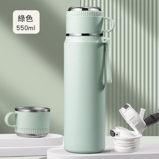316不鏽鋼保溫杯 便攜水杯, 綠色 550ml, 1個