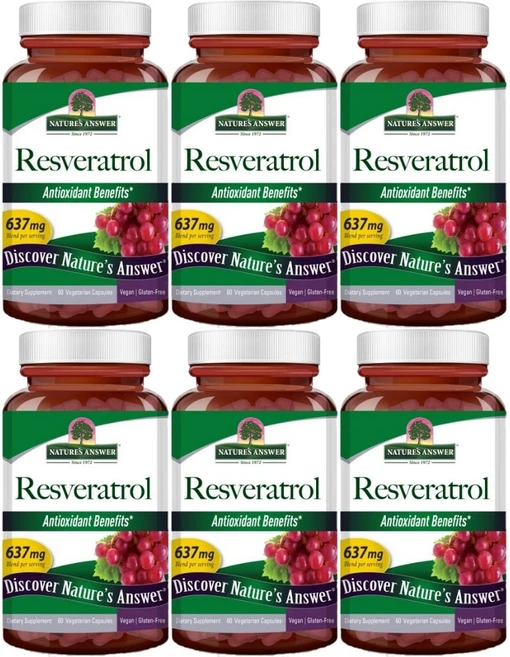네이처스앤서 레스베라트롤 637mg, 60정, 6개 - 쿠팡