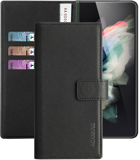 아칸크 삼성 갤럭시 z폴드3 z폴드4 5G 지갑형 가죽 카드수납 다이어리 휴대폰리 케이스 galaxy z fold 3 fold 4 Leather wallet case 적용