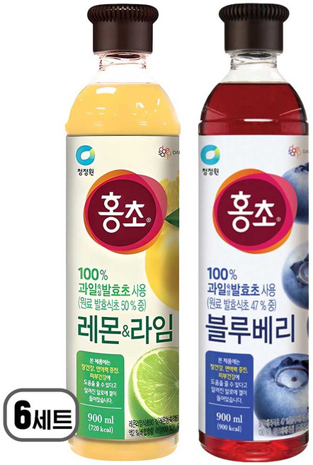 청정원 홍초 레몬라임 + 블루베리, 6세트, 1.8L
