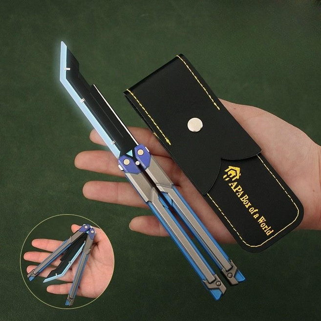 발리송 발로란트 RGX 나비칼 버터플라이 나이프 날없는 안전한 발리송, 20cm 블루(형광), 1개