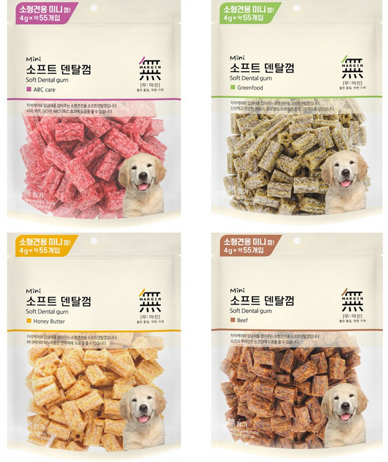 [1+1]무마진 강아지치석관리 덴탈케어 입냄새 구강청결 소프트 덴탈껌 미니 220g 2봉 ABC케어/그린푸드/비프/허니버터 440g, ABC케어, 2개