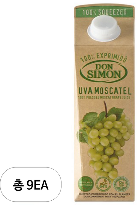돈시몬 착즙 백포도 주스, 1L, 9개