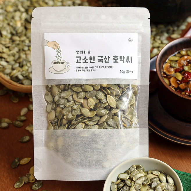 쌍화다방 고소한 국산 호박씨 햇견과, 2개, 90g