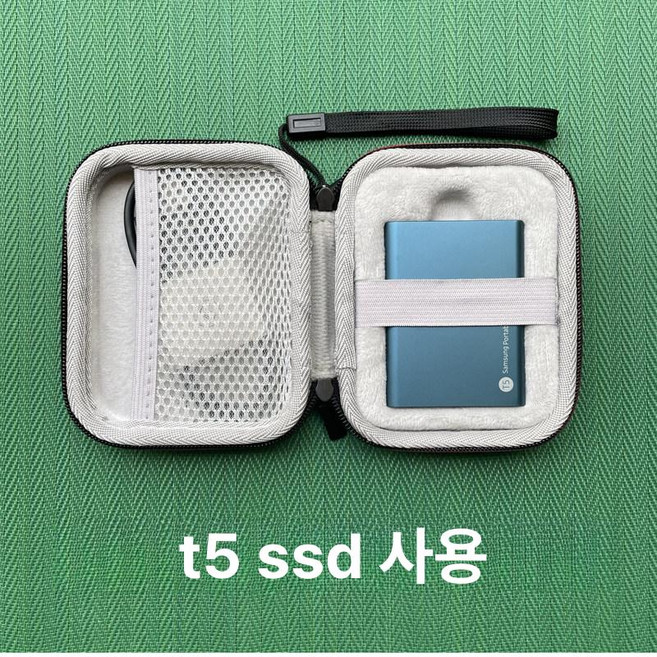 외장 SSD 파우치 보호 휴대용 포터블 복구 서비스, 보관용 가방-외부는 검정색 내부는 회색 삼성T5, 1GB