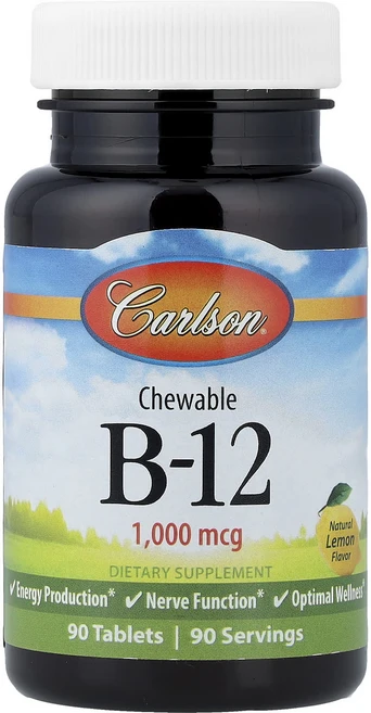 칼슨 츄어블 비타민B-12 레몬 1000mcg 90정, 상품, 6개 - 쿠팡