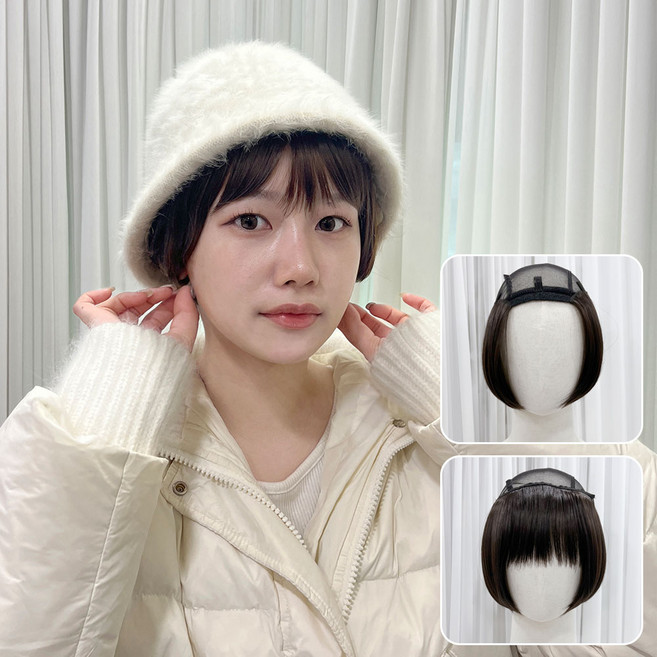 모위드 모자바꿔쓰는 모자가발 부분가발 고급인조모 hmoc70, 1개, 애쉬카키브라운