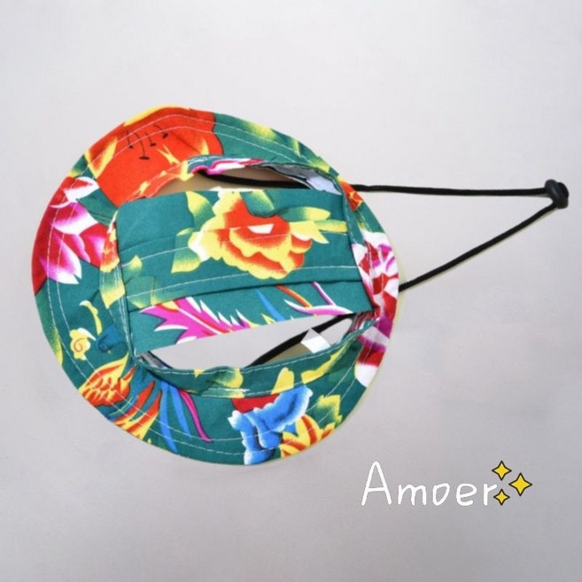 寵物可愛耳朵貓咪狗狗帽子 夏季寵物防曬太陽帽, 東北大花綠,小號 建議約1-3.5kg 標準看頭圍, 1個