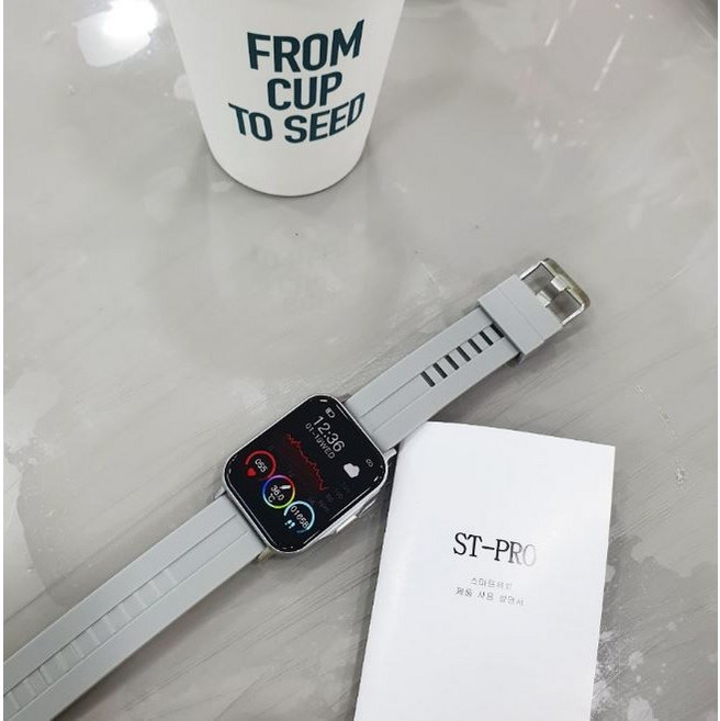 에스티프로stpro 스마트워치 전화통화 스마트시계 초등학생워치 만보기 오미크론증상체크, 블루투스, 43mm, 미스틱실버