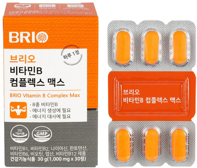비타민B 컴플렉스 30일분 / 고함량 활성 비타민B군 / 비타민 B1 B2 B3 B5 B6 B7 B9 B12 비오틴 판토텐산 나이아신 엽산 영양제, 1개, 30정