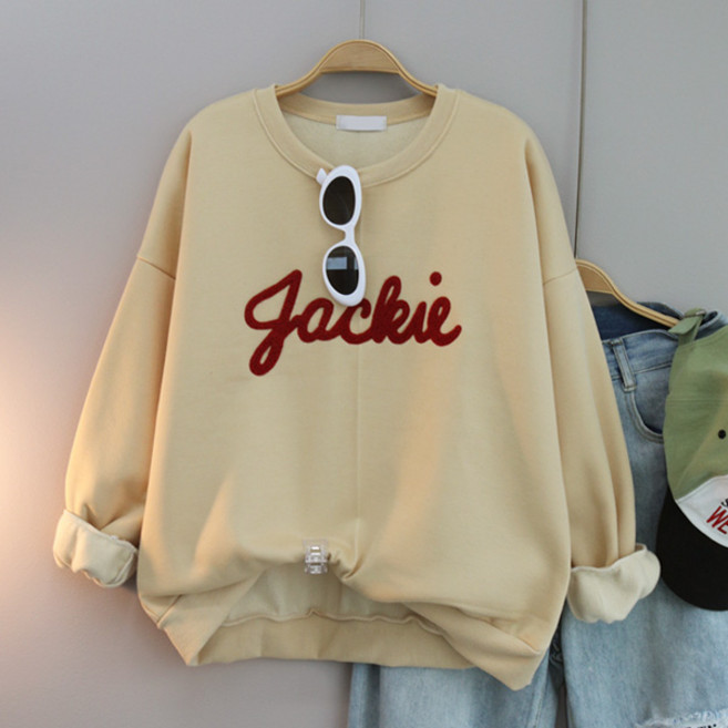 달콩 여성 겨울맨투맨 긴팔티 제키뽀글이레터링맨투맨(기모)