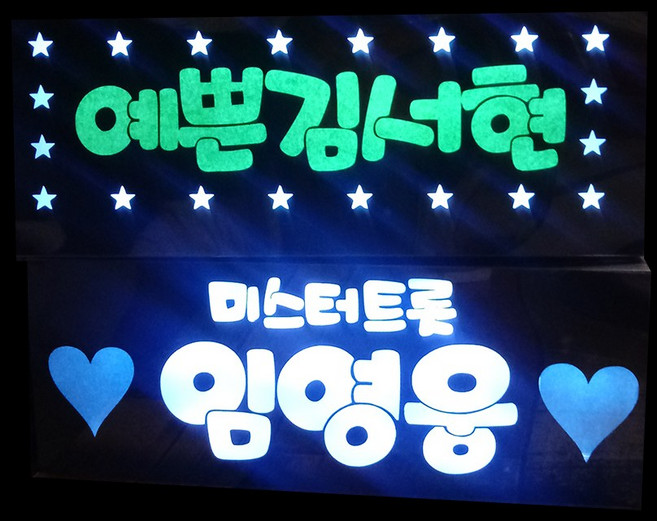 이지아트 LED 응원 생일 이름 파티 콘서트 머리띠 재롱잔치 미스터트롯 피켓 주문제작, 1개