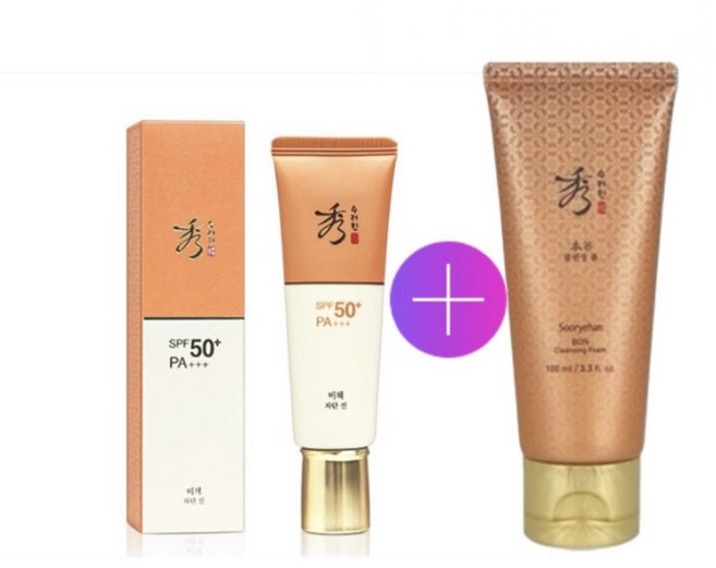 수려한 비책자단 선크림 SPF50+/PA+++ (메이컵 베이스 겸용)+수려한 본 클렌징폼 100ml증정, 1개, 50L