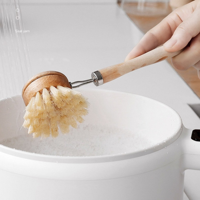 무흠집 우드 팬 브러쉬 키친 원형 수세미 세트 48mm