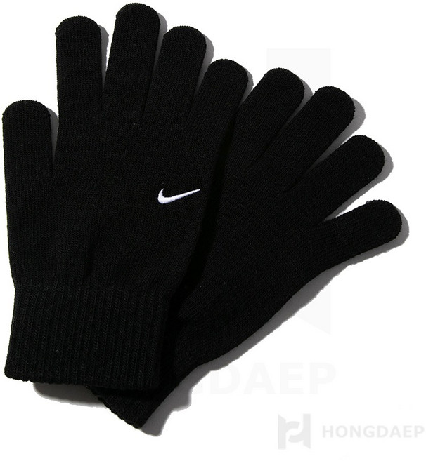 나이키 방한장갑 스우시 니트 글러브 털장갑 손가락장갑 (010), 블랙, 1개