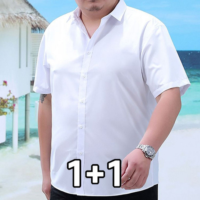FANSYLI 1+1 남자 빅사이즈 반팔 셔츠 얇은 비즈니스 캐주얼 셔츠 베이직 셔츠 데일리 작업복 셔츠 투피스 여름 정장 셔츠 X2605M28