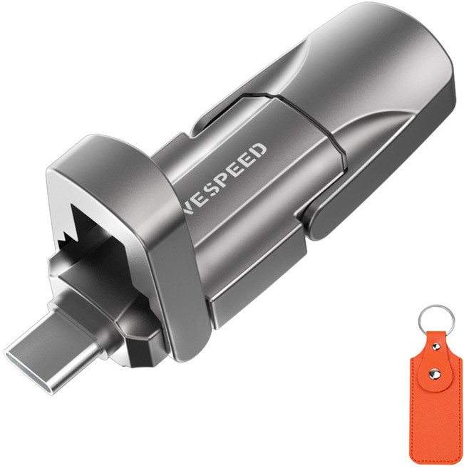 MOVESPEED YVP 1090MB/s USB 3.2 Gen2 C타입 플래시 드라이브 듀얼 인터페이스 외장SSD 금속 재질, 회색, 2TB