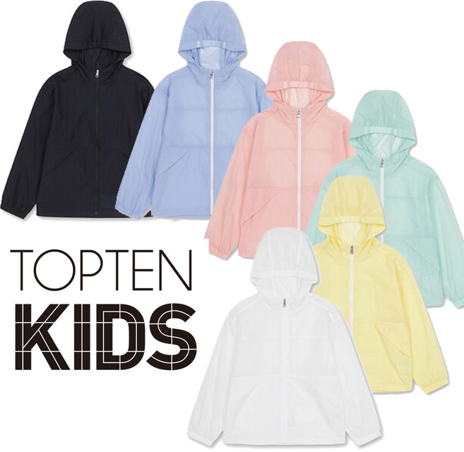 탑텐키즈 25년 여름 신제품 에어컨 바람 막아주고 햇빛가리개로 좋은 얇고 가벼운 기본 데일리 바람막이 자켓