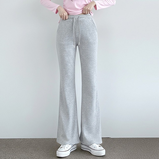 잘빠진 여성용 2단기장 롱레그핏 스판 부츠컷 밴딩 팬츠