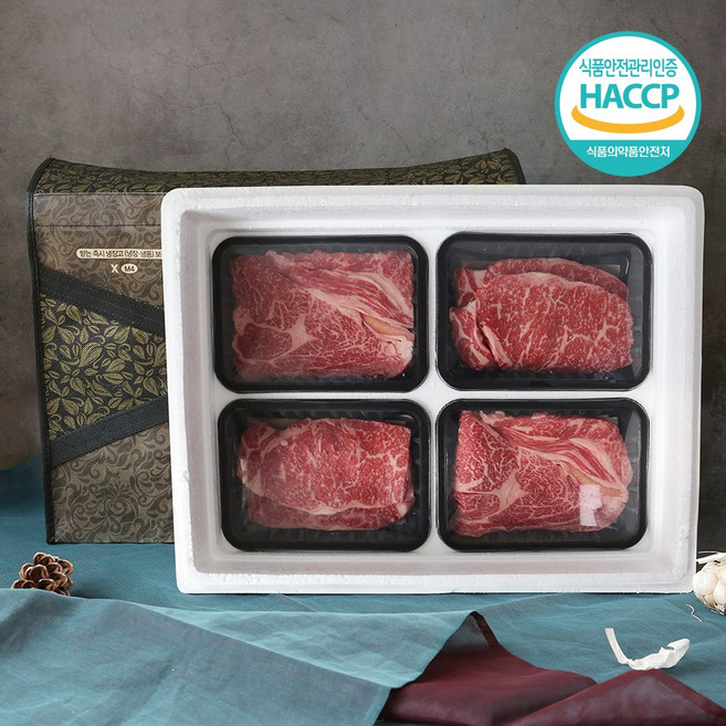[청송영양축산농협] 프리미엄 한우 1+등급 4구 선물세트(등심500g+채끝500g), 1개