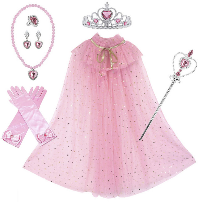 쿠우시 생일 파티 공주 의상 세트, 베이비핑크, 1세트