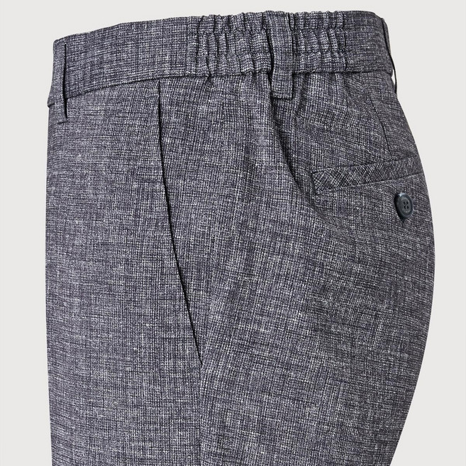 [25년 여름 오프라인 인기상품] 트레몰로 (주)세정 남성 블루 구김 없는 잔 체크 조직감 짜임 허리 밴딩 스판 셋업 남자 캐주얼 바지 -7881 트레몰로7881