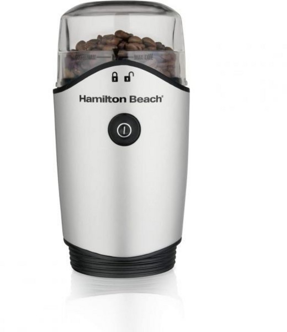 Hamilton Beach 해밀턴 비치 4.5oz 원두용 전기 커피 그라인더 향신료 등 스테인리스 블레이드 실버 80350RV, Coffee Bean Grinder