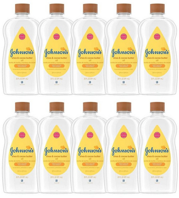 존슨즈 베이비 Johnsons Baby 오일 시어 & 코코아 버터 Oil Shea & Cocoa Butter, 591ml, 10개